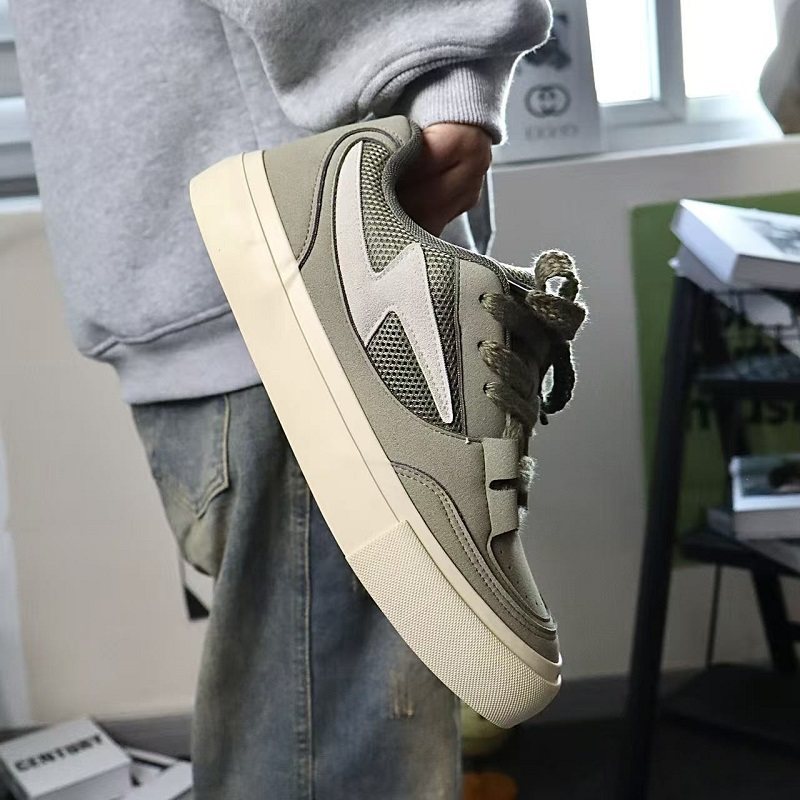 小众设计闪电板鞋男士2026新款网面透气帆布鞋潮流百搭休闲运动鞋,淘宝优惠券,粉丝福利购,淘宝优惠卷
