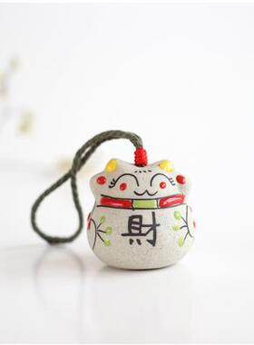 lucky cat ceramic bells blessing word shop wang cai ornamen