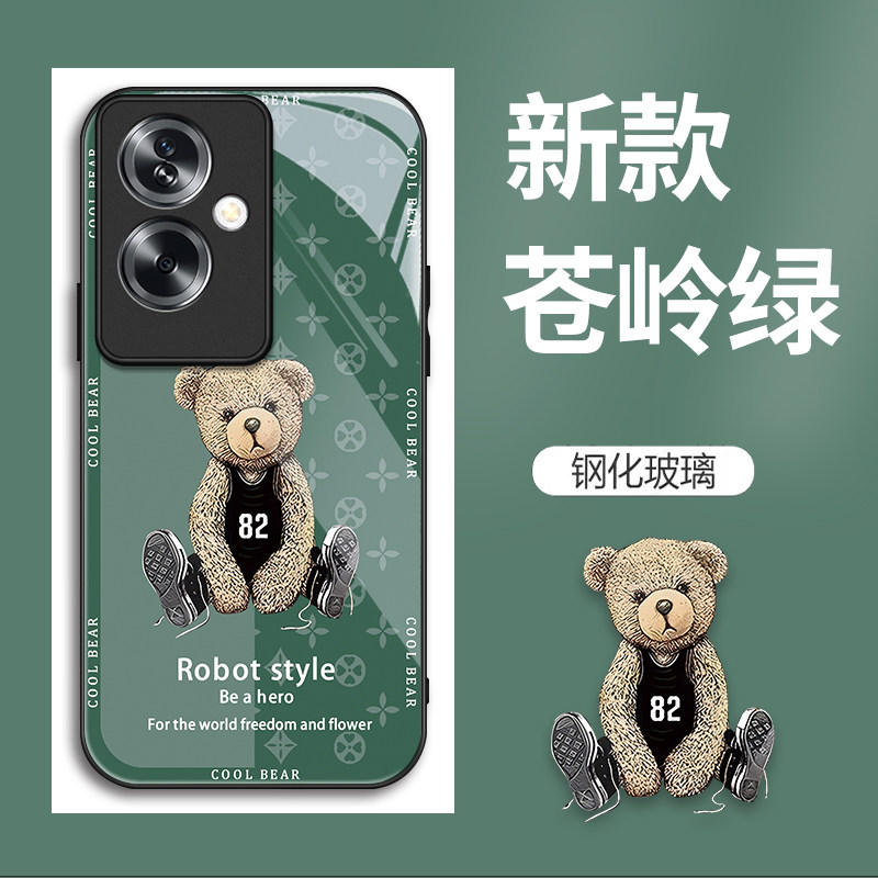 适用OPPOA2手机壳PJB110的82号熊手机套A2新款oppo保护套玻璃防摔软壳硅胶男女款网红可爱情侣卡通超薄全包个
