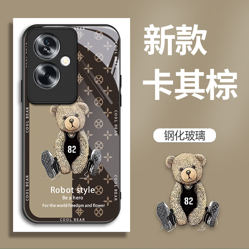 适用OPPOA2手机壳PJB110的82号熊手机套A2新款oppo保护套玻璃防摔软壳硅胶男女款网红可爱情侣卡通超薄全包个