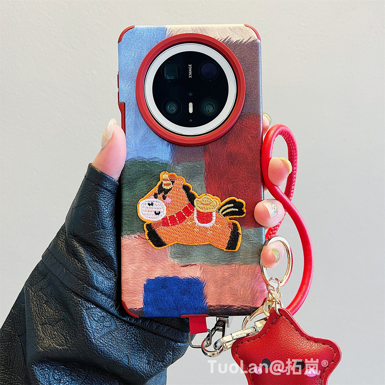 拓岚 适用华为mate70pro+新款手机壳拼色mate80promax情侣立体刺绣小马mate80/60/50/40pro挂绳pura70/80pro,淘宝优惠券,粉丝福利购,淘宝优惠卷