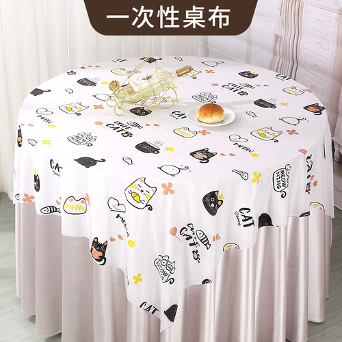 一次性桌布塑料加厚餐厅家用生日派对聚会圆桌长方形卡通印花台布 - 图0