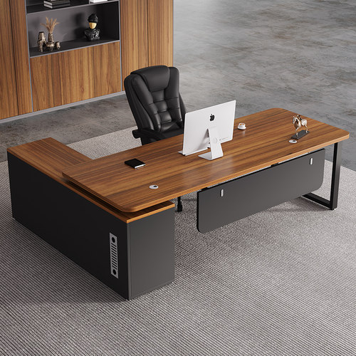 白色办公桌子老板桌简约现代办公家具办公室总经理桌椅组合大班台 - 图0