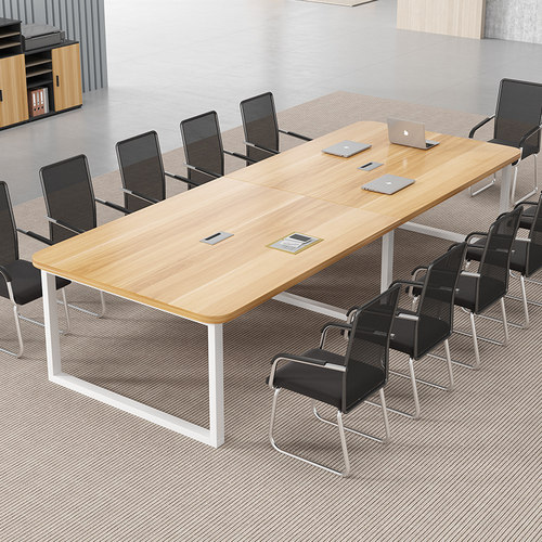 会议桌长桌现代简约会议室长条办公桌洽谈会客桌椅组合长方形桌子 - 图2