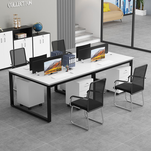 职员办公桌子简约现代员工位办公室桌椅组合4/6六四人位屏风卡座 - 图1