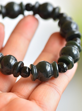 和田青玉手链路路通竹节发财手链