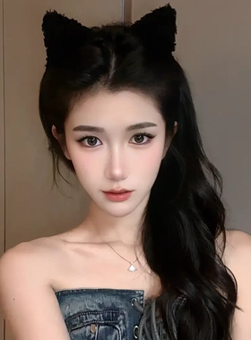 韩式可爱猫耳朵发箍秋冬压发头箍
