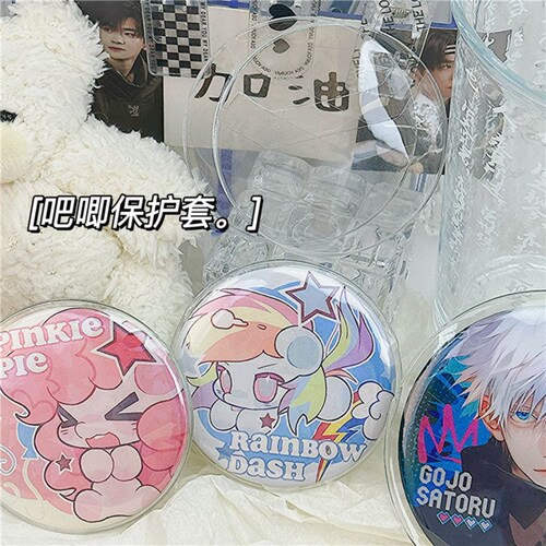 ins58mm吧唧挂件保护套透明圆形徽章75动漫周边谷子收纳保护袋 - 图2