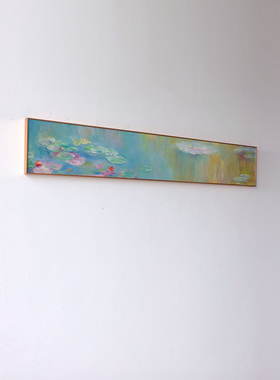 牧夏原创手绘油画《莫奈 睡莲3》卧室挂画客厅沙发背景墙装饰画