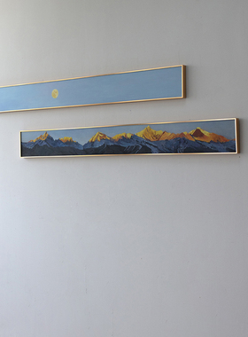 牧夏三千山手绘丙烯肌理画《梅里雪山-日月同辉》客厅沙发装饰画