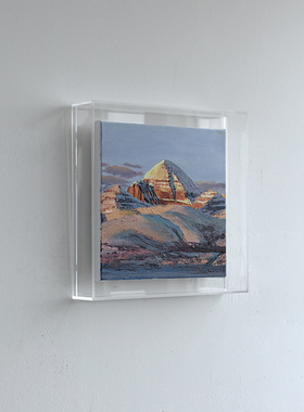 牧夏原创手绘油画《西藏阿里雪山》桌面摆台画客厅装饰画挂画礼物