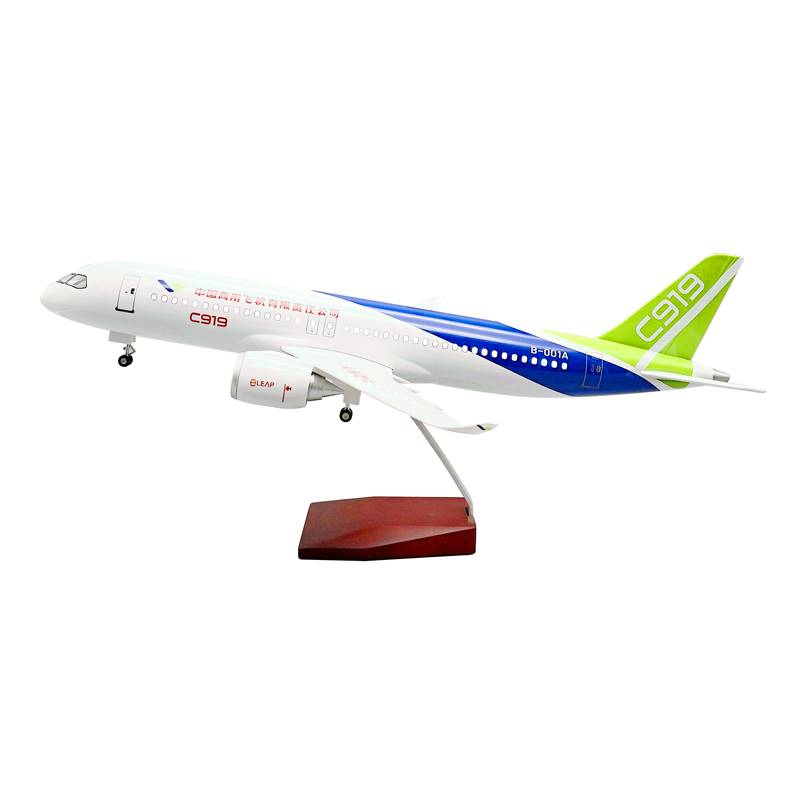 C919中国商用飞机模型带轮子带灯仿真民航客机静态航模合金礼物 - 图3