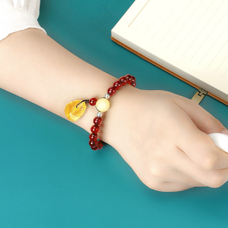 布达拉宫蜜蜡小众设计女士夏足念珠 布达拉宫手链