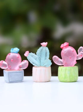 迷你透明仙人掌盆栽树脂工艺品