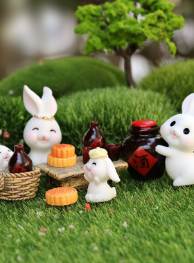 仿真动物中秋卡通兔萌兔模型盲盒