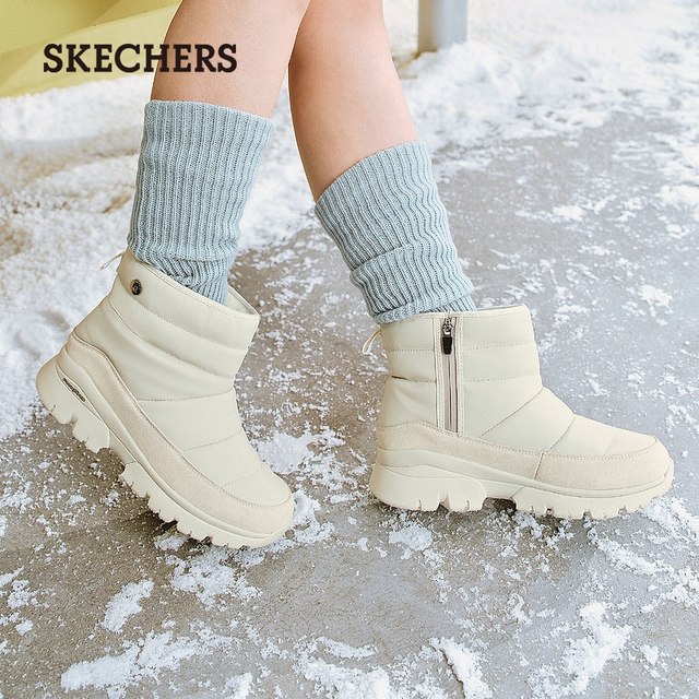 Skechers snow boots thickened warm women's shoes plus velvet high boots bread shoes fashionable women's boots flat winter boots winter