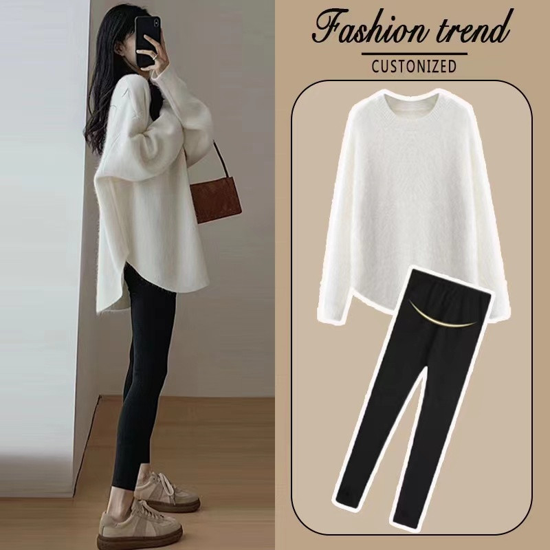 大码孕妇毛衣秋冬季中长款红色宽松遮肚针织衫上衣时尚套装200斤,淘宝优惠券,粉丝福利购,淘宝优惠卷