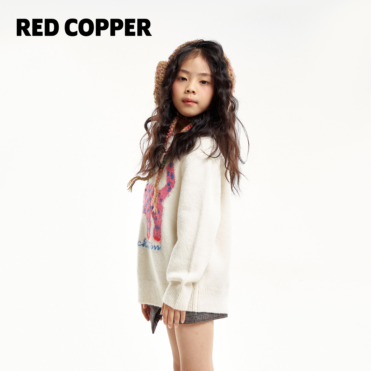 redcopper2025秋冬新款男童女童可爱猫咪保暖针织衫毛衣CHH452106,淘宝优惠券,粉丝福利购,淘宝优惠卷