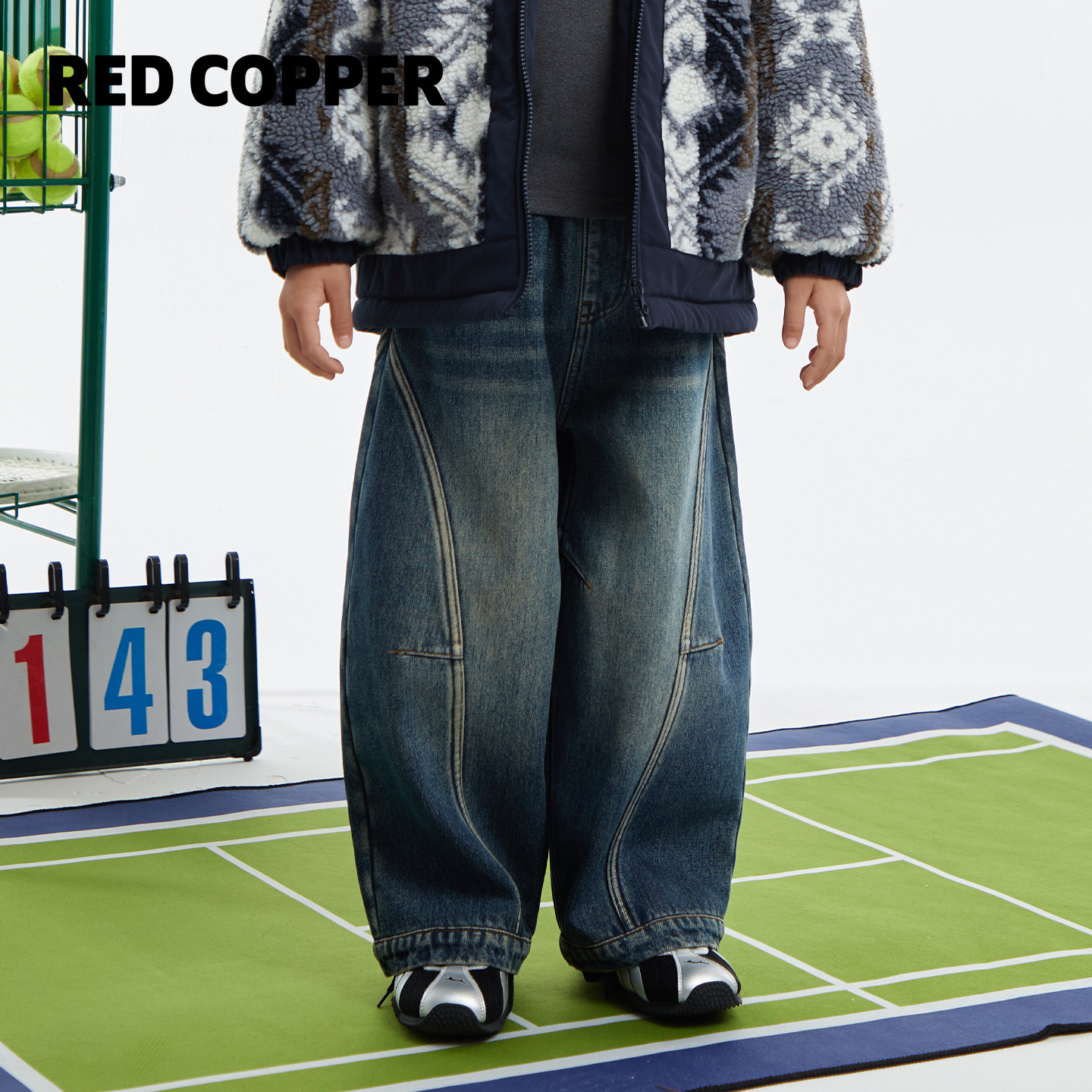 redcopper童装2025新款秋冬加绒宽松弯刀裤休闲牛仔裤潮CHH453104,淘宝优惠券,粉丝福利购,淘宝优惠卷