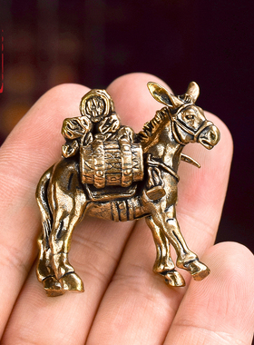 黄铜毛驴托运摆件家居办公桌面