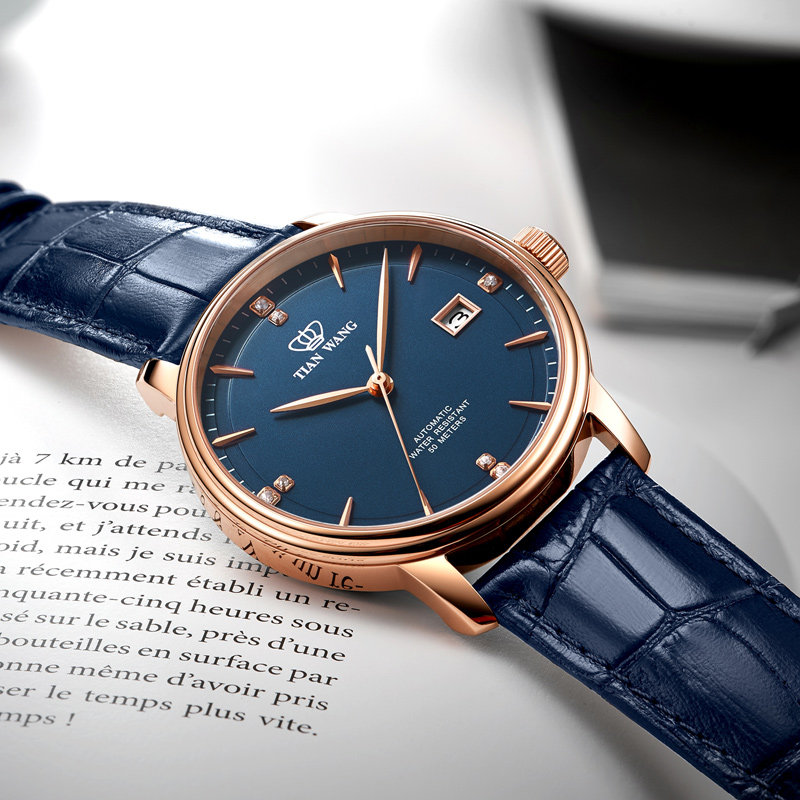 天王男官方店正品防水钢带机械表 天王深圳国产腕表