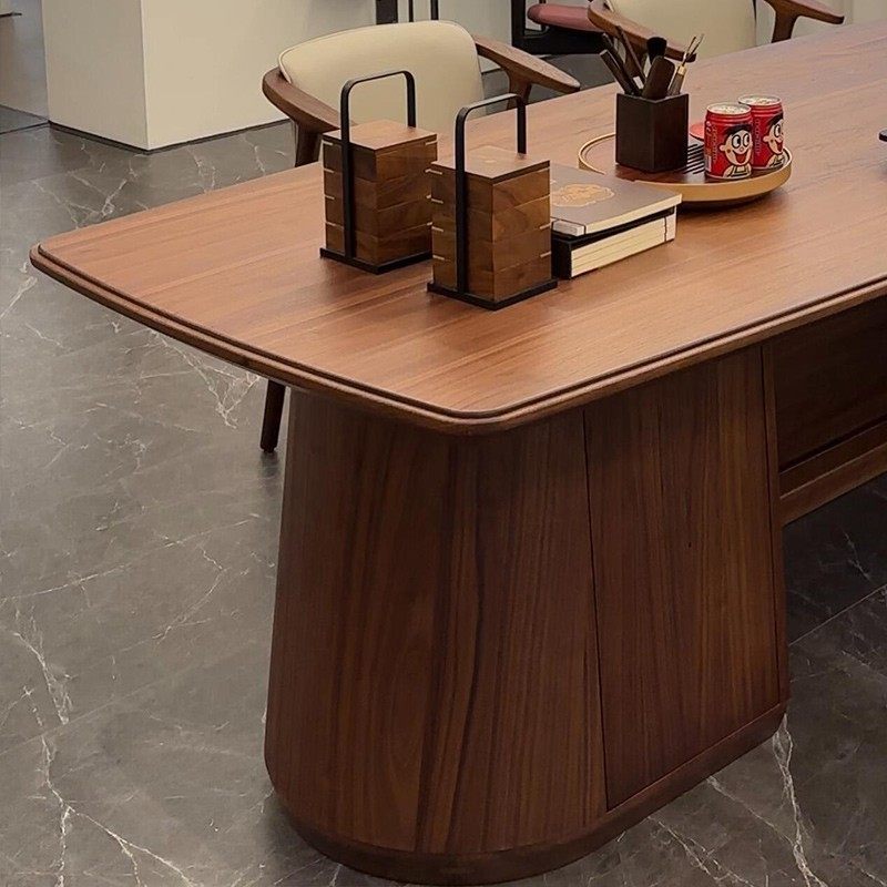 新中式北美黑胡桃木茶桌高端酒店家用办公室现代简约实木茶台定制,淘宝优惠券,粉丝福利购,淘宝优惠卷