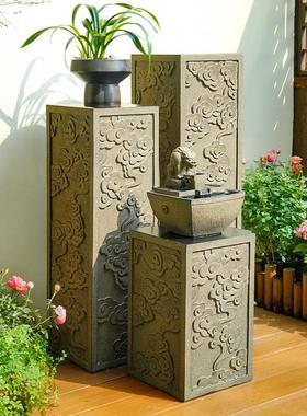 祥云柱展示柱仿石柱墩子客厅玄关盆景架底座花盆立柱室外落地摆件