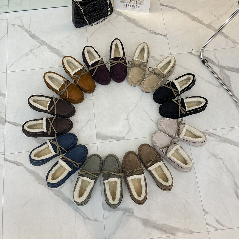 加绒软底孕妇可穿防滑圆头豆豆鞋 米遥乐福鞋（豆豆鞋）