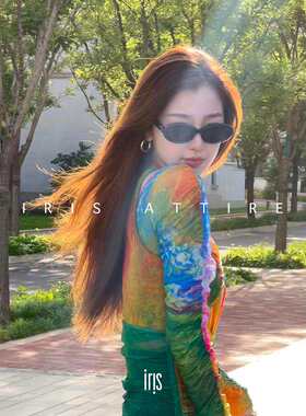 黑色椭圆镜框猫眼板材墨镜太阳镜