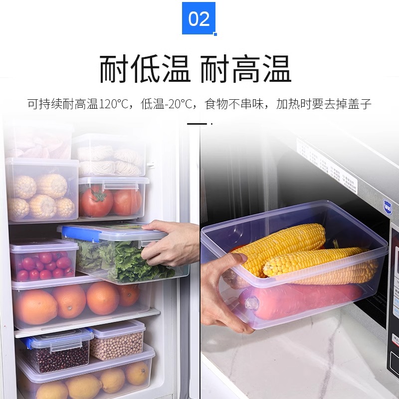 保鲜盒食品级商用长方形冰箱专用密封收纳盒摆摊塑料透明带盖盒子 - 图1