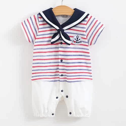 新生婴儿爬服Ilovepapamama我爱爸爸妈妈夏季初生宝宝连体衣50-90 - 图1