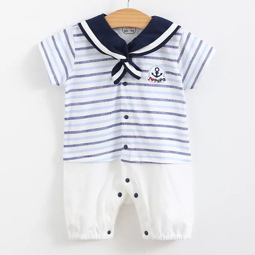 新生婴儿爬服Ilovepapamama我爱爸爸妈妈夏季初生宝宝连体衣50-90 - 图0