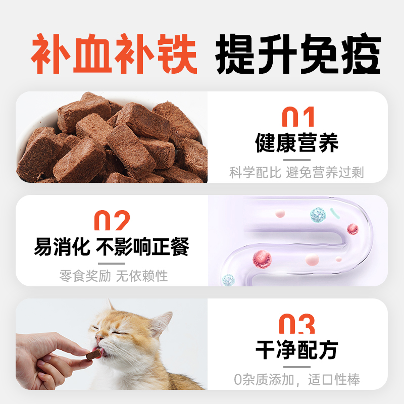 宠医到狮头鹅血冻干猫零食幼猫成猫狗狗补血补铁宠物营养猫咪零食