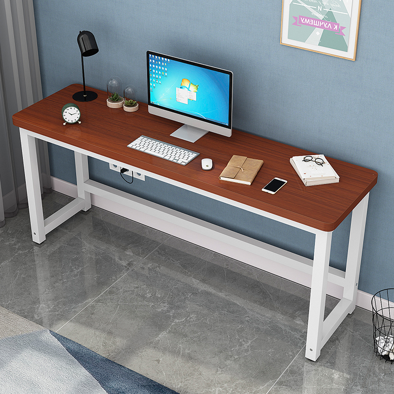 电脑桌家用长条桌卧室靠墙窄书桌简约现代长方形学钢木习办公桌子 - 图2