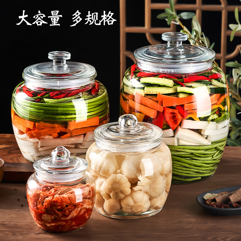 泡菜坛子食品级家用密封罐腌制酸菜咸菜容器大口腌菜罐储物玻璃罐 - 图3