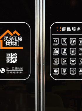 房地产中介房屋托管广告玻璃门贴