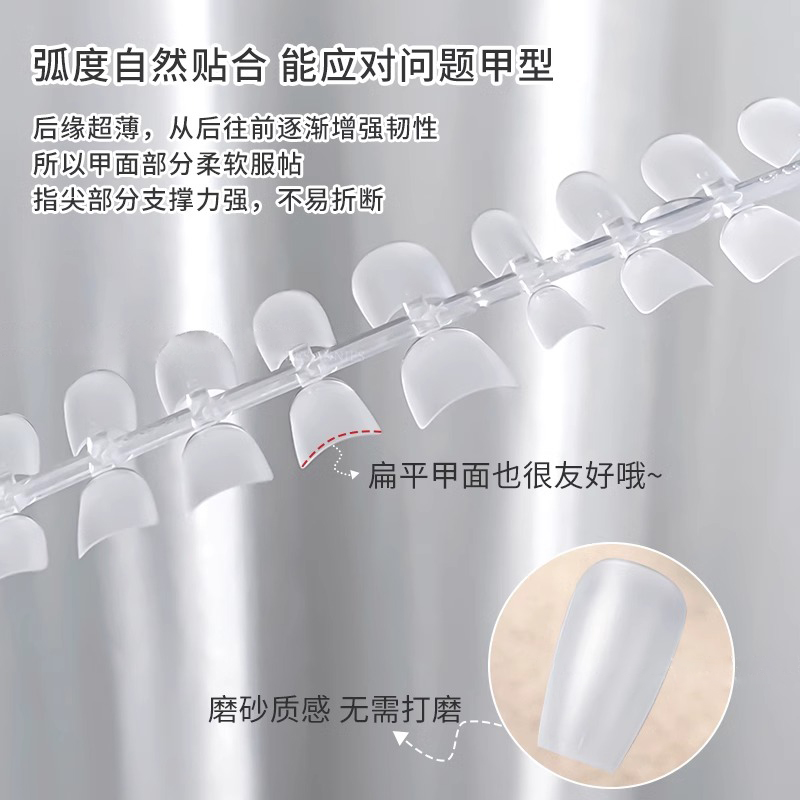 超薄无痕妈生穿戴甲磨砂免刻磨短梯形延长塑形指甲贴片美甲专用 - 图2
