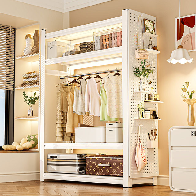 Hangers and Wardrobe Household Clothes Hanger Multi-layer Dust-proof Simple Bedroom Open Storage Cabinet Clothes Angle Steel Clothes Rack