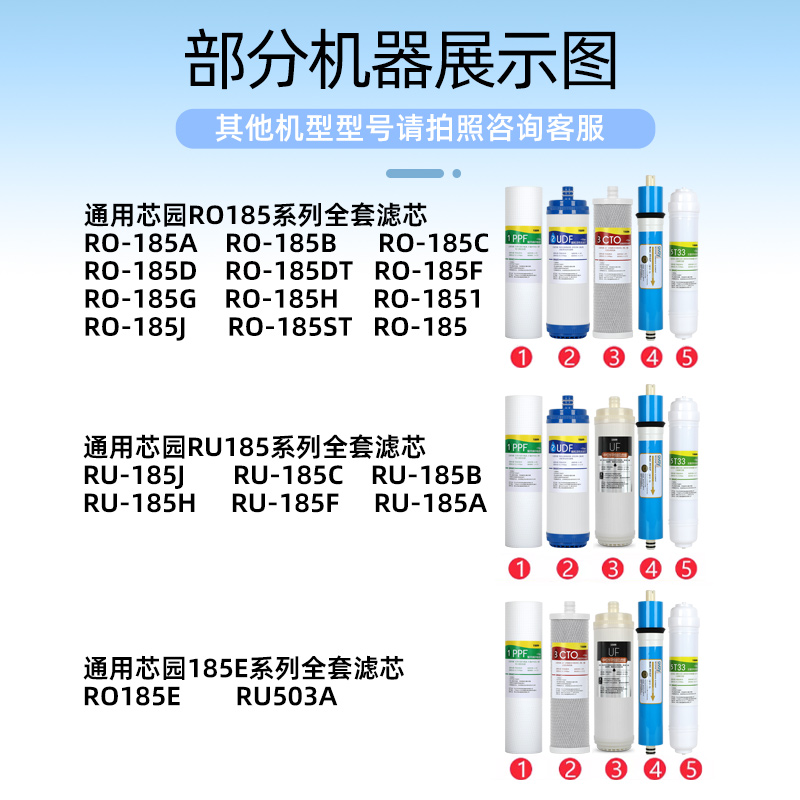 1509适用沁园净水器滤芯RO185I/D/DT/E/F全套RU185J通用RL501B - 图2