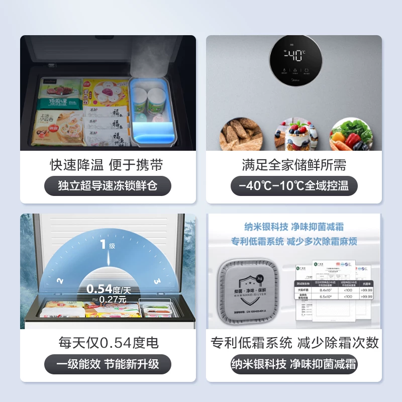 [Модульный бытовой морозильник Midea 201 л с одной температурой, большой ёмкости, быстрая заморозка, холодильник и морозильник в одном]