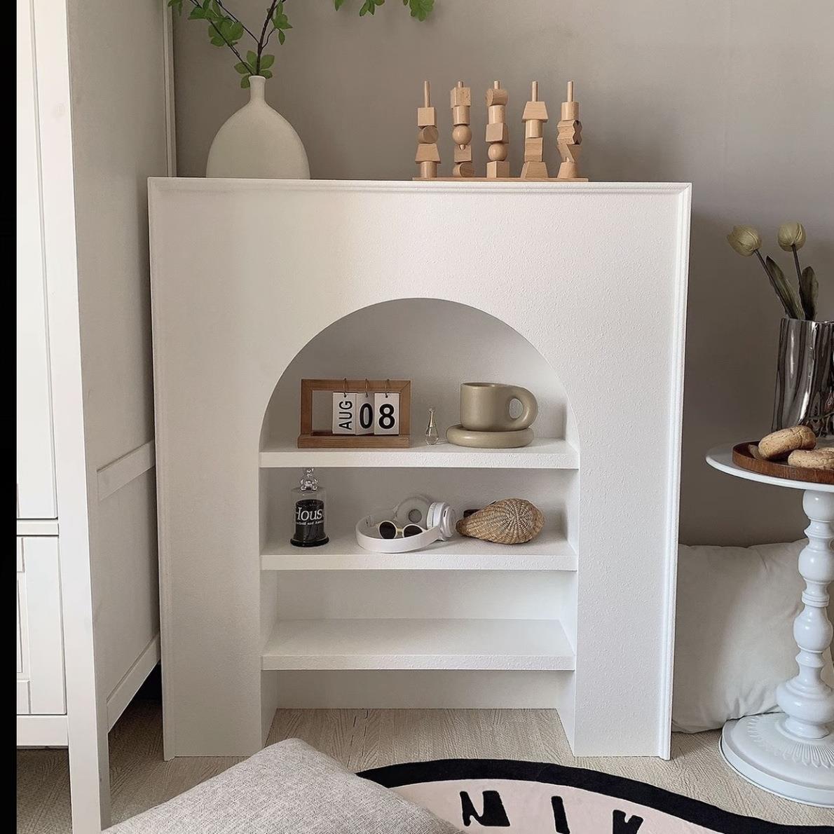 法国点燃壁炉装饰橱柜黑色背景墙走廊显示入口橱柜货架家庭客厅 - 图3