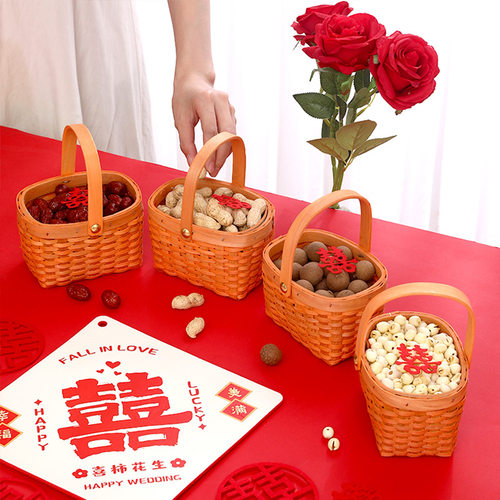 早生贵子结婚手提篮子婚礼婚庆干果组合模具婚房压床摆件用品大全 - 图0