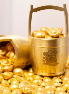 元旦新年仿真迷你金元宝实心沙金元宝小摆件聚宝盆填充物招财进宝