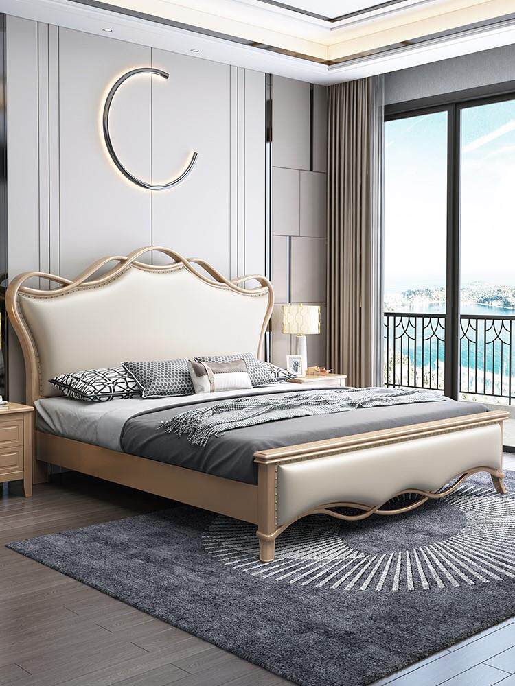 美式实木床轻奢现代简约 欧式双人主卧大床婚公主白色1.5单人家具