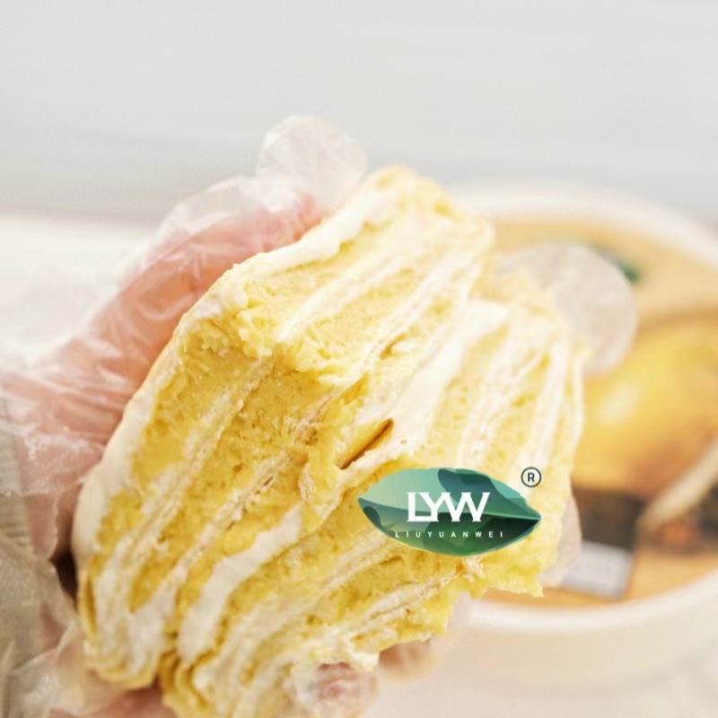 【买1盒送1盒】LYW猫山王榴莲虎皮千层蛋糕400g网红美食奶油甜品-图1