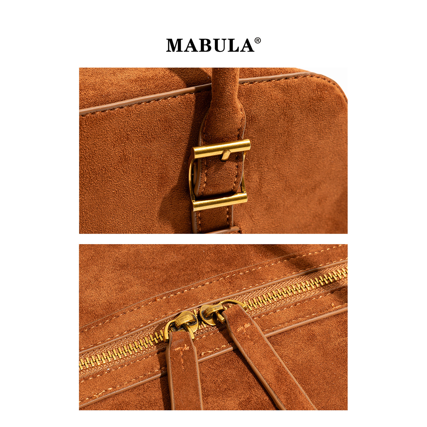 MABULA秋冬复古麂皮波士顿包女2025新款高级感保龄球包百搭腋下包,淘宝优惠券,粉丝福利购,淘宝优惠卷