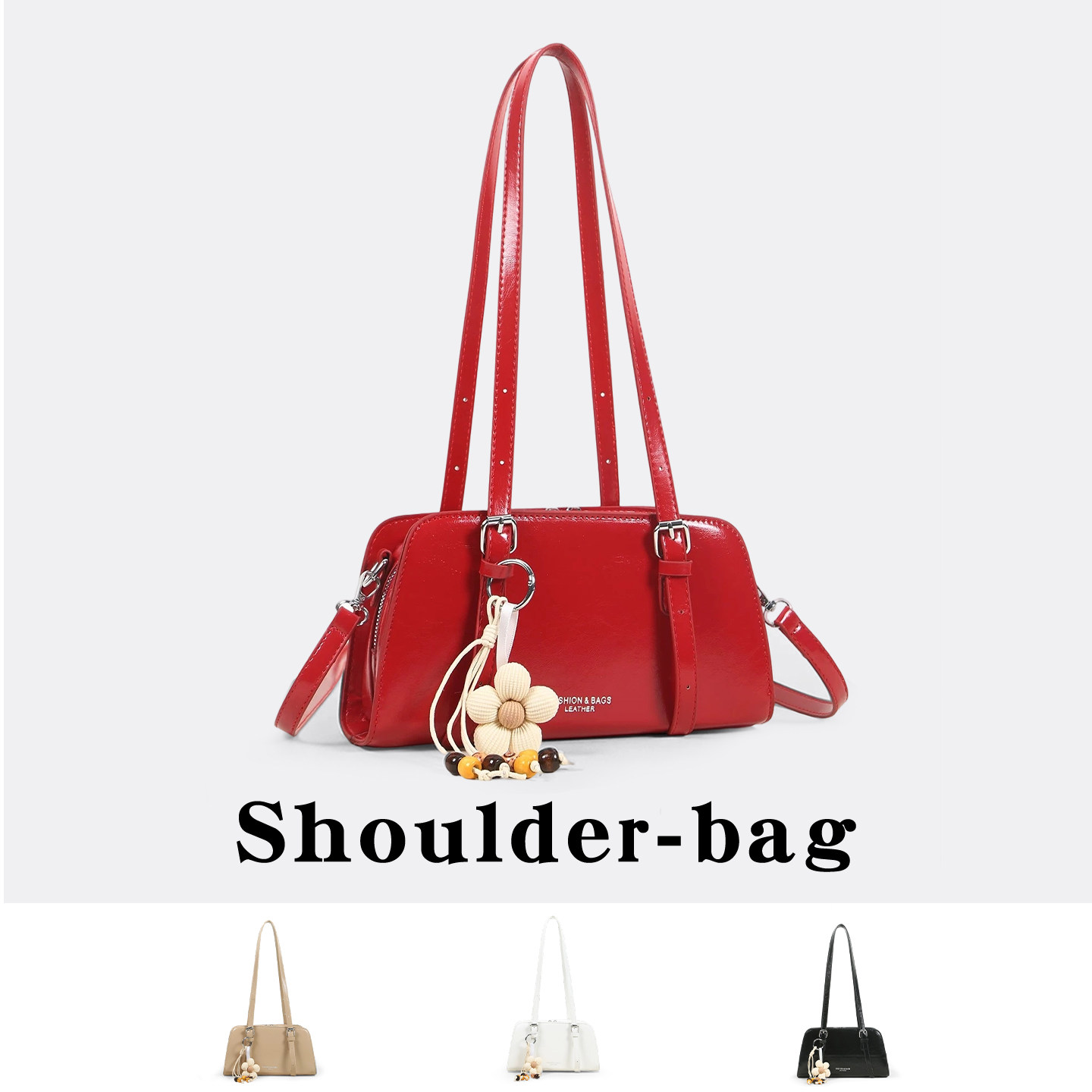 MABULA复古高级感红色波士顿包女2026春季百搭新年包包通勤单肩包,淘宝优惠券,粉丝福利购,淘宝优惠卷