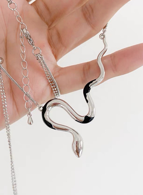 女孩蛇形流苏项链双层抽拉小众