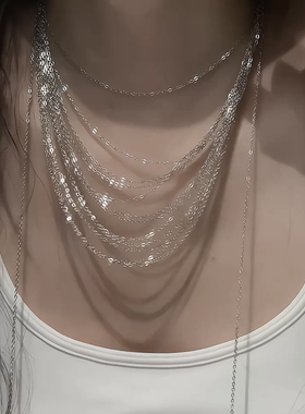 波光粼粼！叠戴流苏锁骨链女款多层项链choker颈链轻奢小众高级感