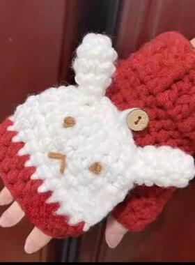 手工钩针毛线蹦蹦炸弹钩针兔子帽子diy编织线材料包原神可莉周边
